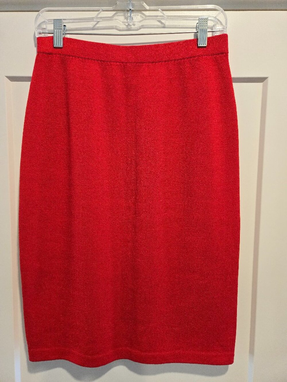 New St John Collection Red Santana Knit Skirt Size 8